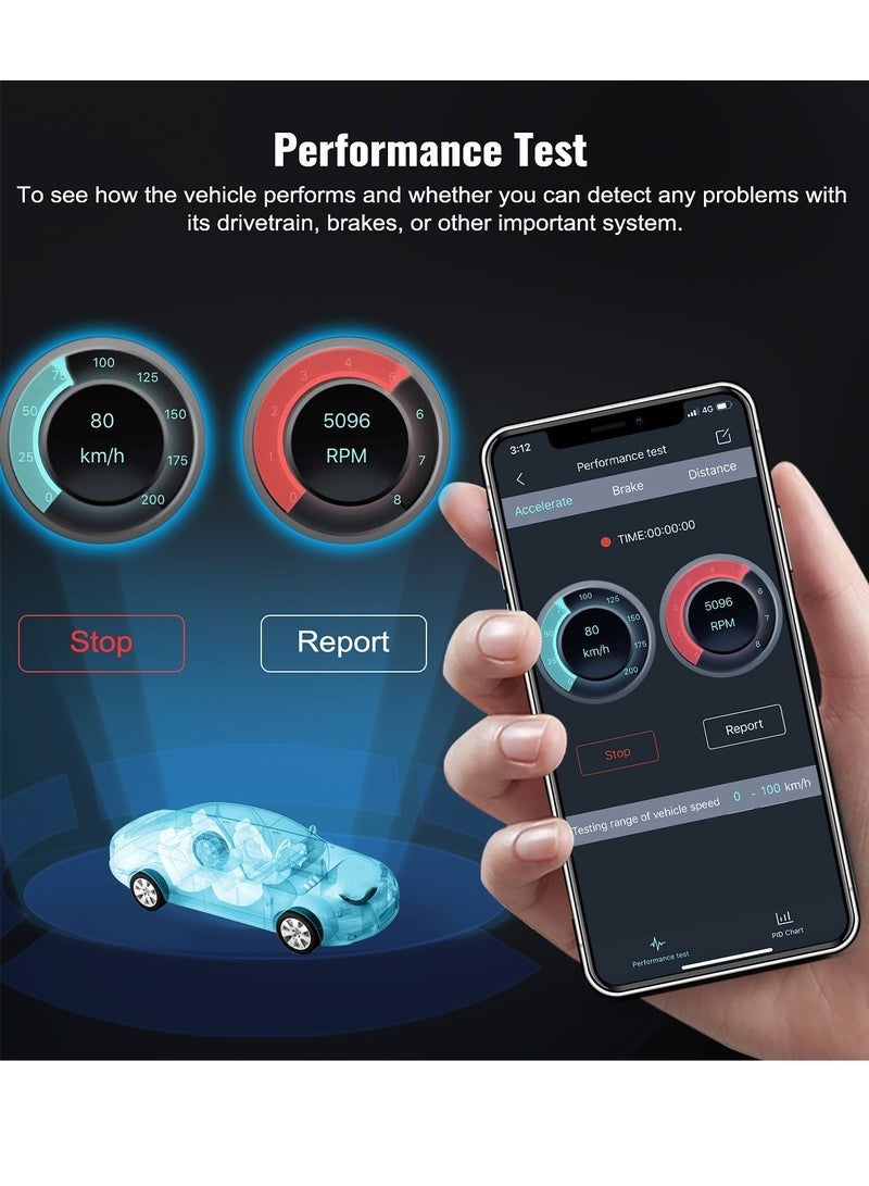 AutoPhix Bluetooth OBD2 Scanner Enhanced Universal Car Code Readers & Scan Tools Diagnostic Scanner with Performance Test Battery Test Check Engine Light Exclusive APP for iPhone, iPad & Android - Image 5
